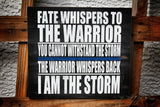Thin Blue Line I am the Storm Wood Sign Law Enforcement Fate Whispers to the Warrior