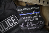 Thin Blue Line Blessed Are The Peacemakers wood door hanger sign for Law Enforcement