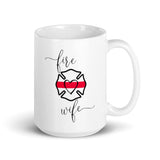 Fire Wife Coffee Mug Cup Thin Red Line Maltese Cross with Heart