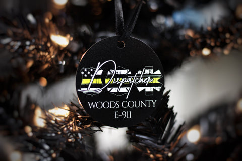 911 Dispatcher Thin Gold Line Personalized Christmas Ornament
