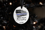 Blessed are the Peacemakers Thin Blue Line American Flag Christmas Ornament for Law Enforcement