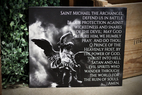 Saint Michael Prayer of Protection Wood Sign for Law Enforcement
