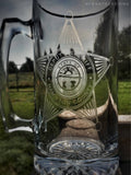 Custom Law Enforcement Badge or Patch Etched Glass Beer Mug