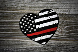 American Flag Thin Red Line Heart Acrylic Christmas Ornament Firefighter