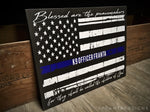 Thin Blue Line American flag Blessed are the Peacemakers wood sign Matthew 5:9 Personalized