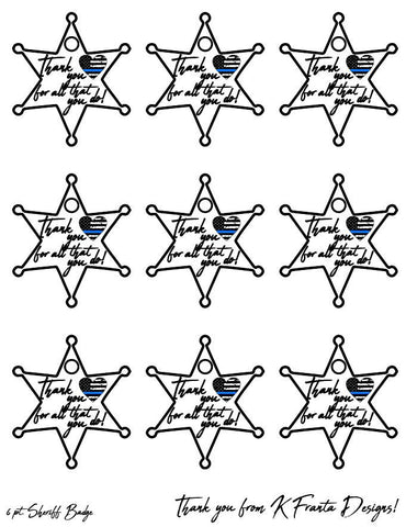 6 Point Sheriff Deputy Thank You Tag Thin Blue Line Heart Flag Printable