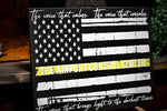 Dispatcher Thin Gold Line American Flag Quote Wood Sign 911 Emergency Dispatch Personalized