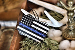 Blessed are the Peacemakers Thin Blue Line Metal Ornament American Flag Law Enforcement Matthew 5:9