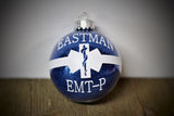 Personalized EMS Star of Life Glittered Glass Ornament
