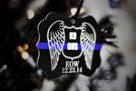 Thin Blue Line K9 Memorial Metal Christmas Ornament Angel Wing Badge Fallen Officer Law Enforcement