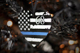 American Flag Thin Blue Line Heart Shaped Christmas Ornament
