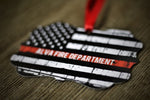 Firefighter Personalized Thin Red Line Metal Ornament American Flag