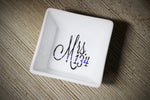 Personalized Mrs. Badge Number Thin Blue Line Jewelry Dish
