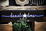 Thin Blue Line Personalized Couple First Name Wood Sign Wedding Anniversary Gift