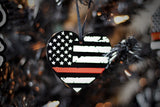 American Flag Thin Red Line Heart Acrylic Christmas Ornament Firefighter