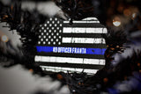 Personalized Thin Blue Line American Flag Metal Christmas Ornament