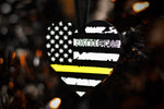 American Flag Thin Gold Line Heart Acrylic Christmas Ornament
