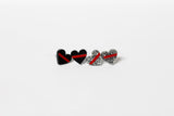 Thin Red Line Glitter Heart Shape Earrings Firefighter Silver or Black