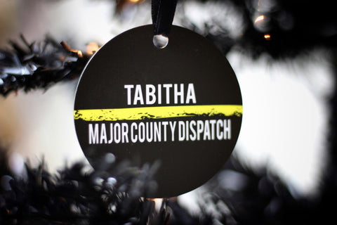 Personalized 911 Dispatcher Thin Gold Line Personalized Metal Christmas Ornament