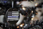 American Flag Thin Blue Line Black Metal Ornament Police Law Enforcement