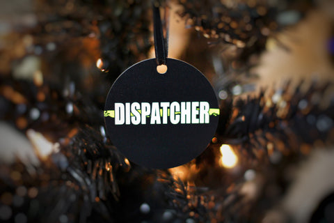 911 Dispatcher Thin Gold Line Personalized Black Metal Christmas Ornament
