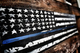 Thin Blue Line American Flag Distressed Wood Sign Law Enforcement Gift