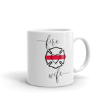 Fire Wife Coffee Mug Cup Thin Red Line Maltese Cross with Heart