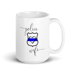 Police Wife Coffee Mug Thin Blue Line with Badge Shape